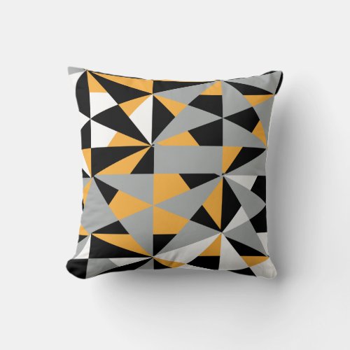 Geometric Retro Funky Mustard Yellow Black White Throw Pillow