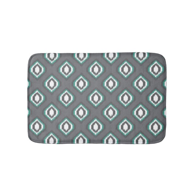 Geometric retro ikat tribal pattern bathroom mat (Front)