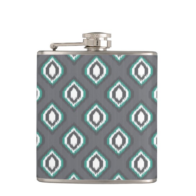 Geometric retro ikat tribal pattern flask (Front)