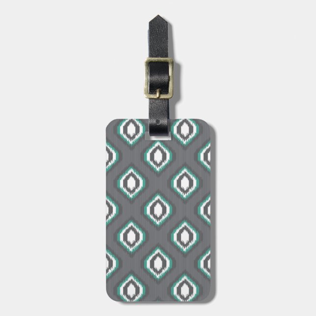 Geometric retro ikat tribal pattern luggage tag (Front Vertical)