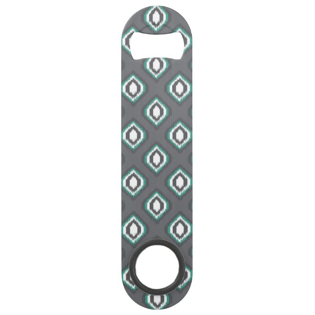 Geometric retro ikat tribal pattern speed bottle opener (Front)