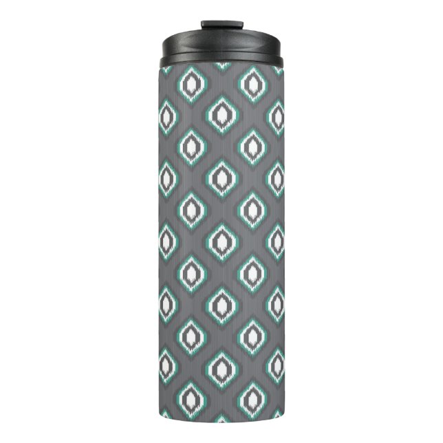 Geometric retro ikat tribal pattern thermal tumbler (Front)