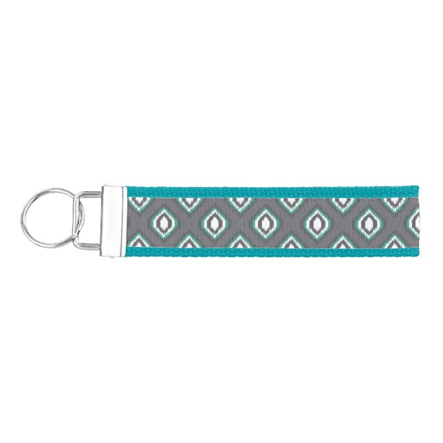 Geometric retro ikat tribal pattern wrist keychain (Keys on Left)