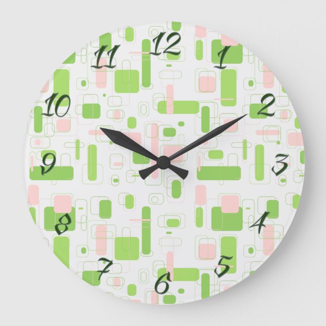 Geometric Retro Midcentury Modern  Large Clock (Front)