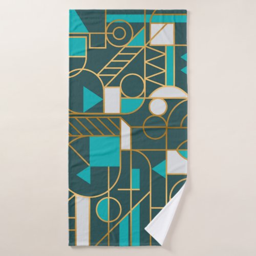 Geometric Retro Minimalist Artwork Poster Bath Towel