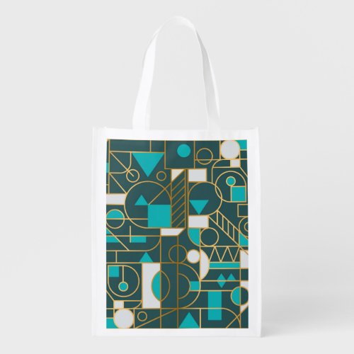 Geometric Retro Minimalist Artwork Poster Grocery Bag