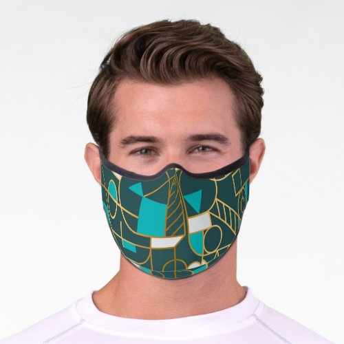 Geometric Retro Minimalist Artwork Poster Premium Face Mask