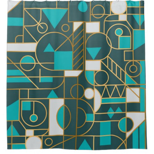 Geometric Retro Minimalist Artwork Poster Shower Curtain