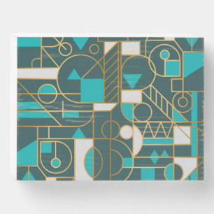Geometric Retro: Minimalist Artwork Poster. Wooden Box Sign
