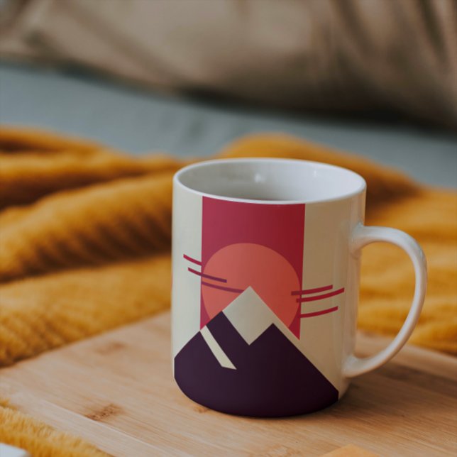 Geometric Retro Mountain Sunrise Initials Coffee Coffee Mug (Creator Uploaded)