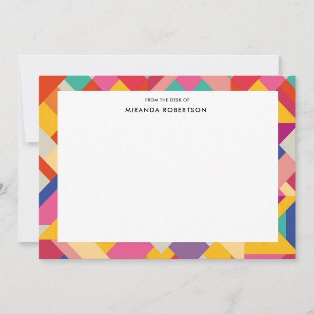 Geometric Retro Multi-Color Note Cards (Front)