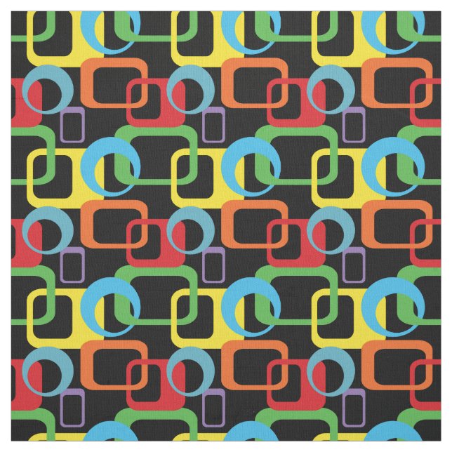Geometric Retro Multicolored Pattern Fabric (Swatch)
