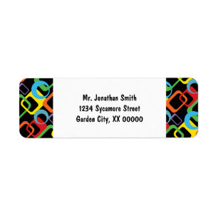 Geometric Retro Multicolored Pattern Label