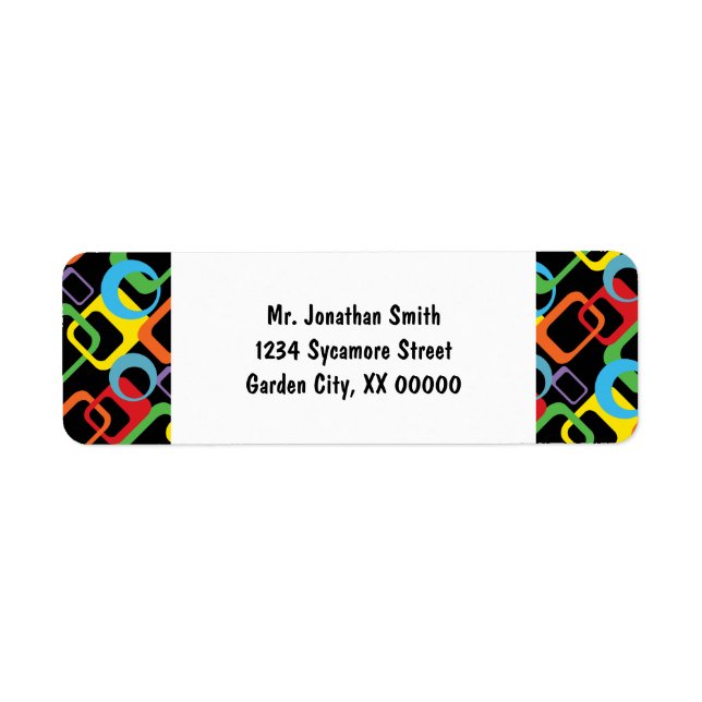 Geometric Retro Multicolored Pattern Label (Front)