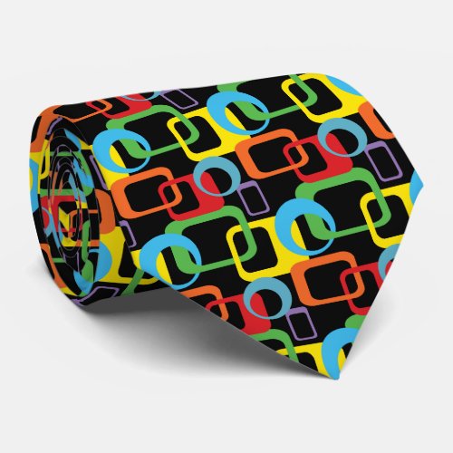 Geometric Retro Multicolored Pattern Neck Tie