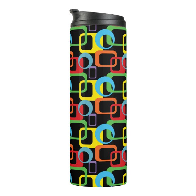 Geometric Retro Multicolored Pattern Thermal Tumbler (Rotated Right)