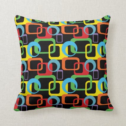 Geometric Retro Multicolored Pattern Throw Pillow