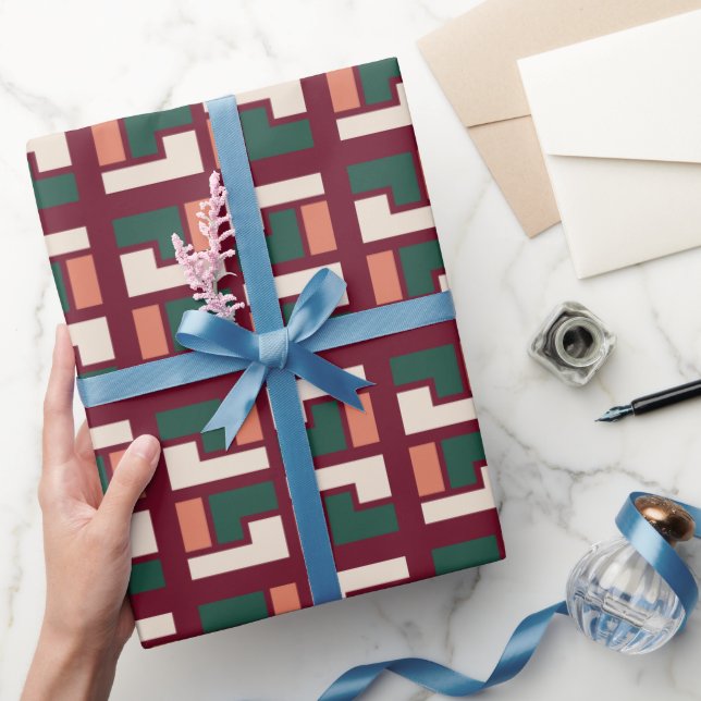 Geometric Retro Pattern Wrapping Paper (Gifting)