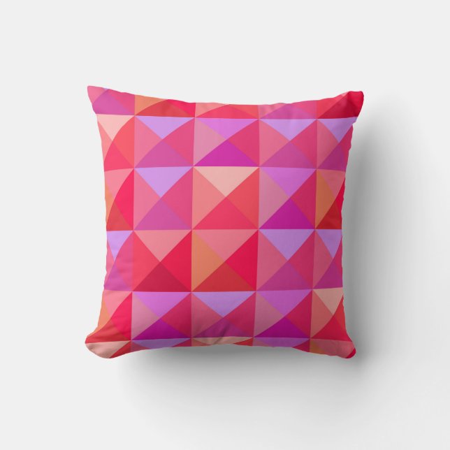 Geometric  Retro Pink Throw Pillow (Front)