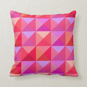 Geometric Retro Pink Throw Pillow