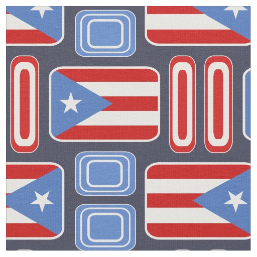 Geometric: Retro: Puerto Rican: Flag Fabric