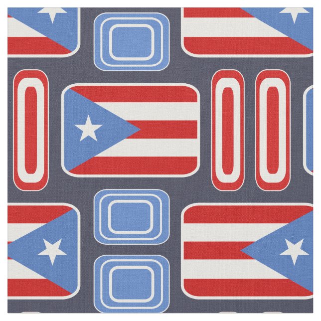 Geometric: Retro: Puerto Rican: Flag Fabric (Close Up)