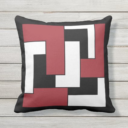 Geometric Retro Red Black White Graphic Abstract L Throw Pillow