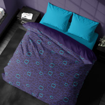 Geometric Retro Squares in Blue Duvet Cover