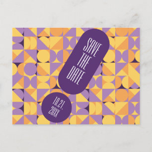 Geometric Retro Vibes Autumn color Save the Dates Postcard
