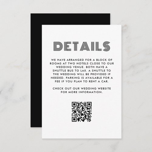 Geometric Retro Wedding Site Details QR Code Enclosure Card