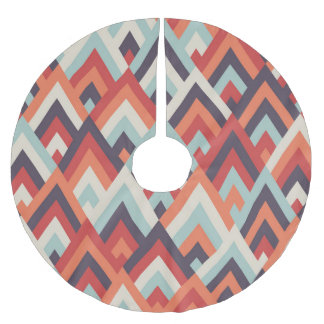 Geometric Rhombus: Vintage Colorful Pattern. Brushed Polyester Tree Skirt