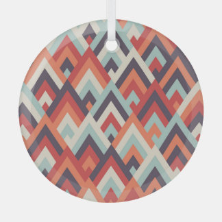 Geometric Rhombus: Vintage Colorful Pattern. Glass Ornament