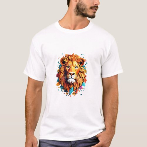 Geometric Roar 3D Illusion Lion T_Shirt Designs