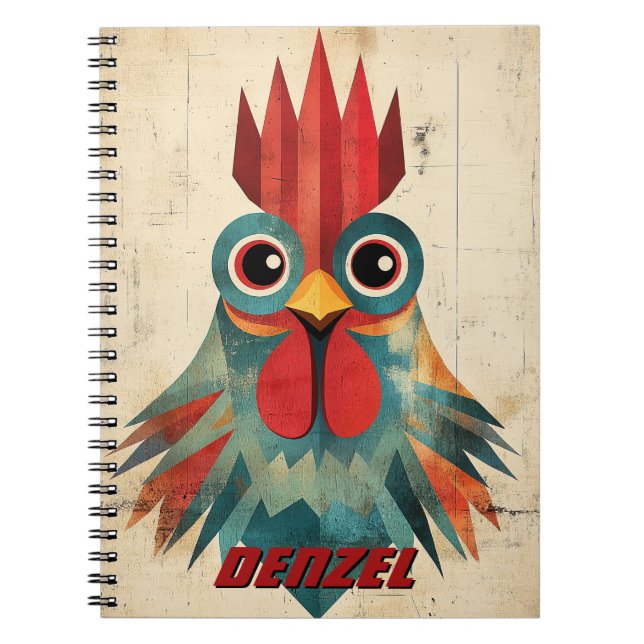 Geometric Rooster Illustration Notebook (Front)