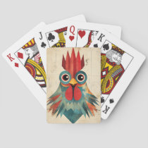Geometric Rooster Illustration Poker Cards