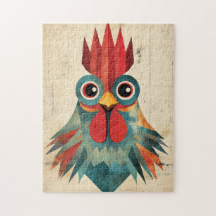 Geometric Rooster Portrait Jigsaw Puzzle
