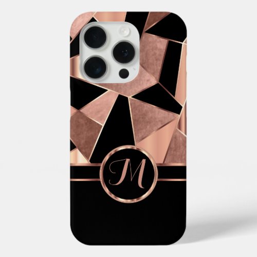 Geometric Rose Gold and Black  iPhone 15 Pro Case