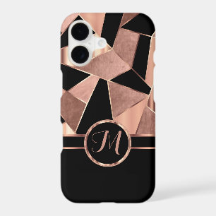 Geometric Rose Gold and Black iPhone 17 Case