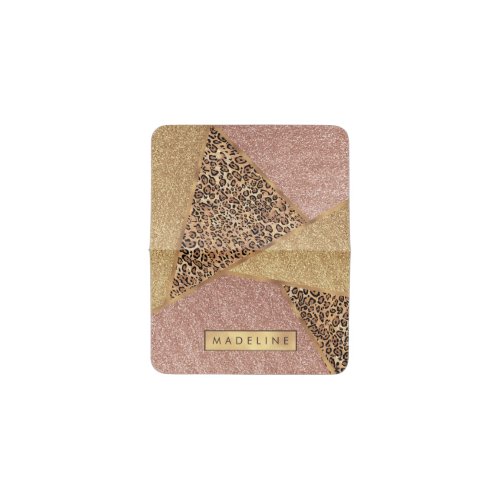 Geometric Rose Gold Blush Glitter Leopard Pattern Card Holder