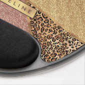 Geometric Rose Gold Blush Glitter Leopard Pattern Gel Mouse Pad (Right Side)