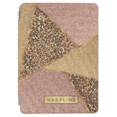 Geometric Rose Gold Blush Glitter Leopard Pattern iPad Air Cover (Front)