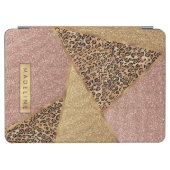 Geometric Rose Gold Blush Glitter Leopard Pattern iPad Air Cover (Horizontal)