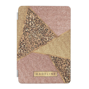 Geometric Rose Gold Blush Glitter Leopard Pattern iPad Mini Cover