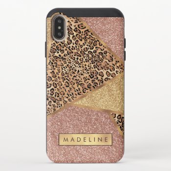 Geometric Rose Gold Blush Glitter Leopard Pattern Iphone Xs Max Slider Case by ironydesigns at Zazzle