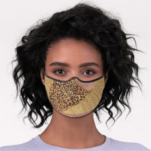 Geometric Rose Gold Blush Glitter Leopard Premium Face Mask