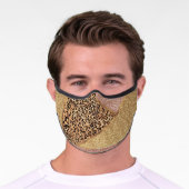 Geometric Rose Gold Blush Glitter Leopard Premium Face Mask (Worn)