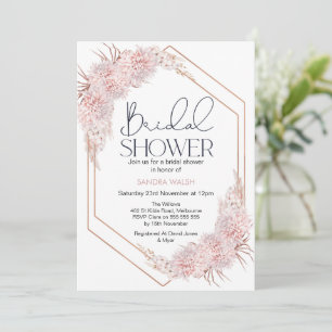 Geometric Rose Gold Boho Floral Bridal Shower Invitation