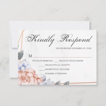 Geometric Rose Gold Floral Wedding Rsvp by Trifecta_Designs at Zazzle