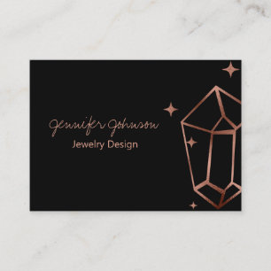 Geometric Rose Gold Foil Black Business Card