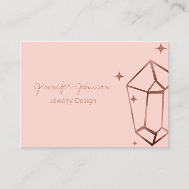 Geometric Rose Gold Foil Pink Business Card (Front)